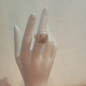 14k Gold & 925 Silver Pave Diamond Ring Sz 5